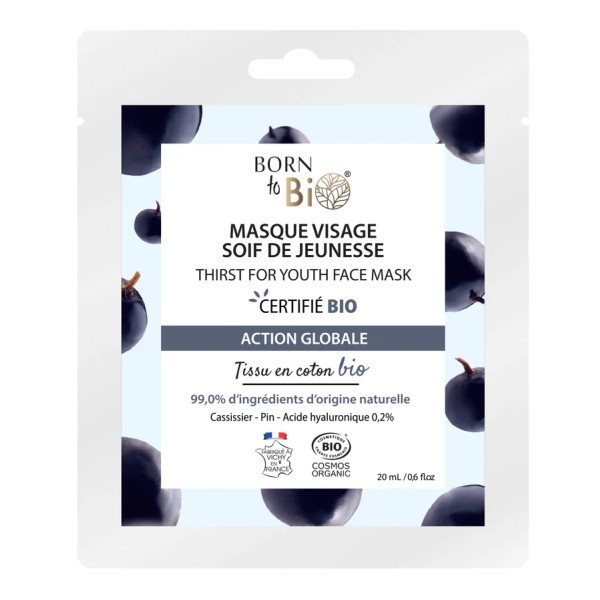 Masque visage Soif de Jeunesse en coton - Certifié Bio