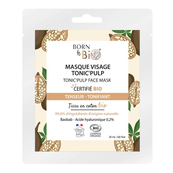 Masque visage Tonic'Pulp en coton - Certifié Bio