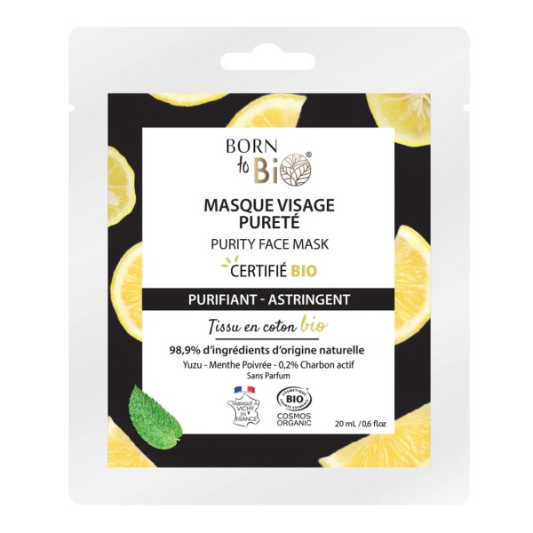 Masque visage Pureté en coton - Certifié Bio